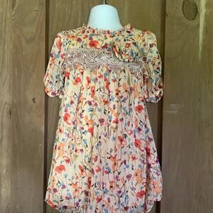 2 Toddler Bonnie Jean beige chiffon floral dress